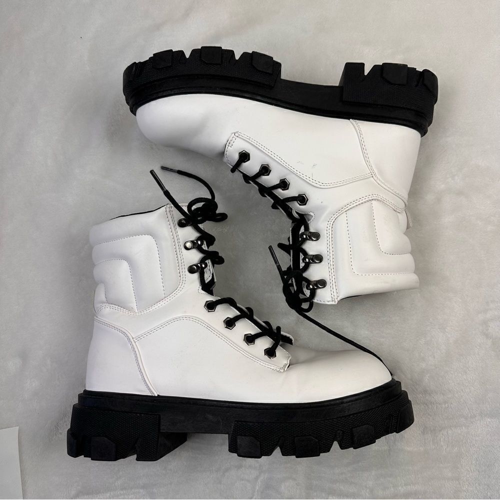Yoki white combat boots size 10 - Picture 3 of 10